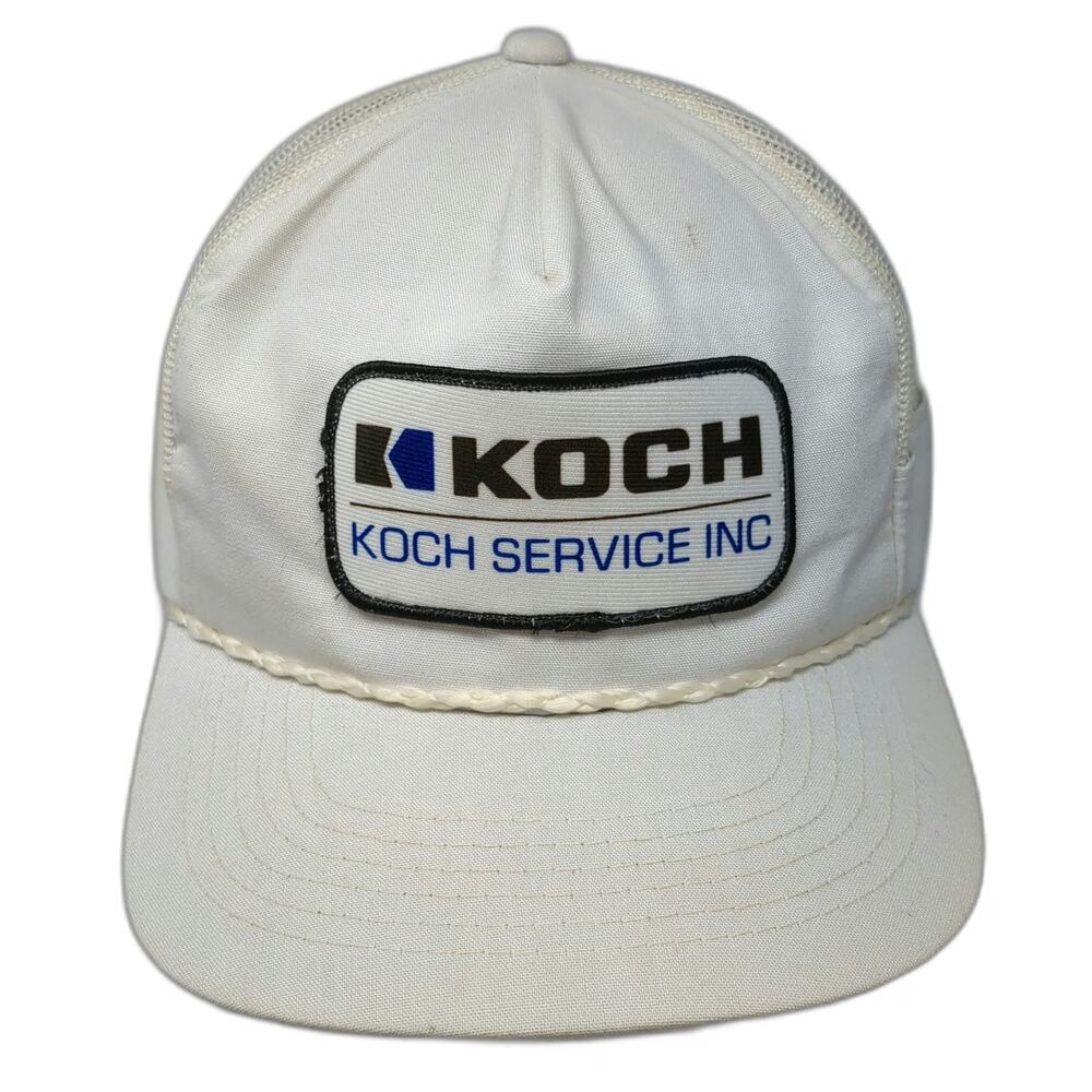 Young An 5 Panel White Hat One Size Koch Service Inc Mesh Back Snapback Rope
